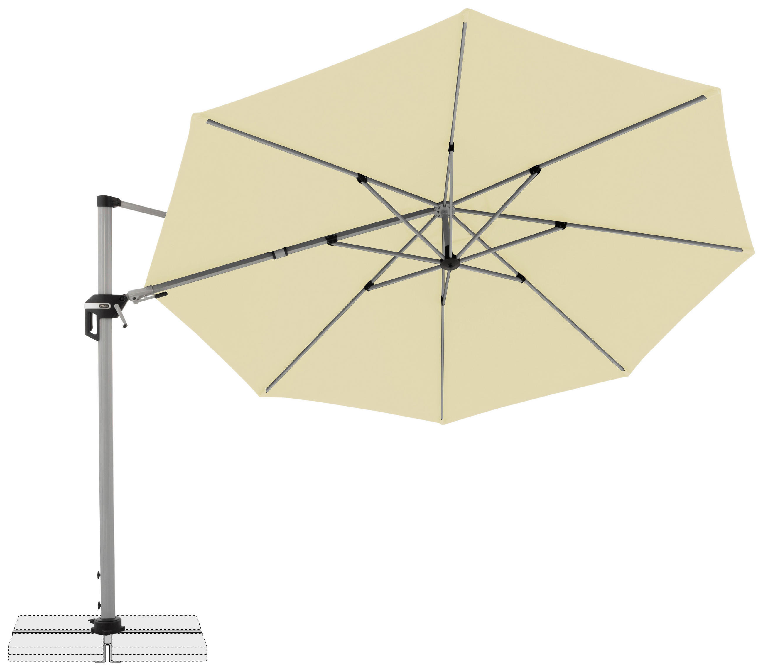 AMPELSCHIRM 370 cm Naturfarben  - Silberfarben/Naturfarben, Basics, Textil/Metall (370cm) - Doppler
