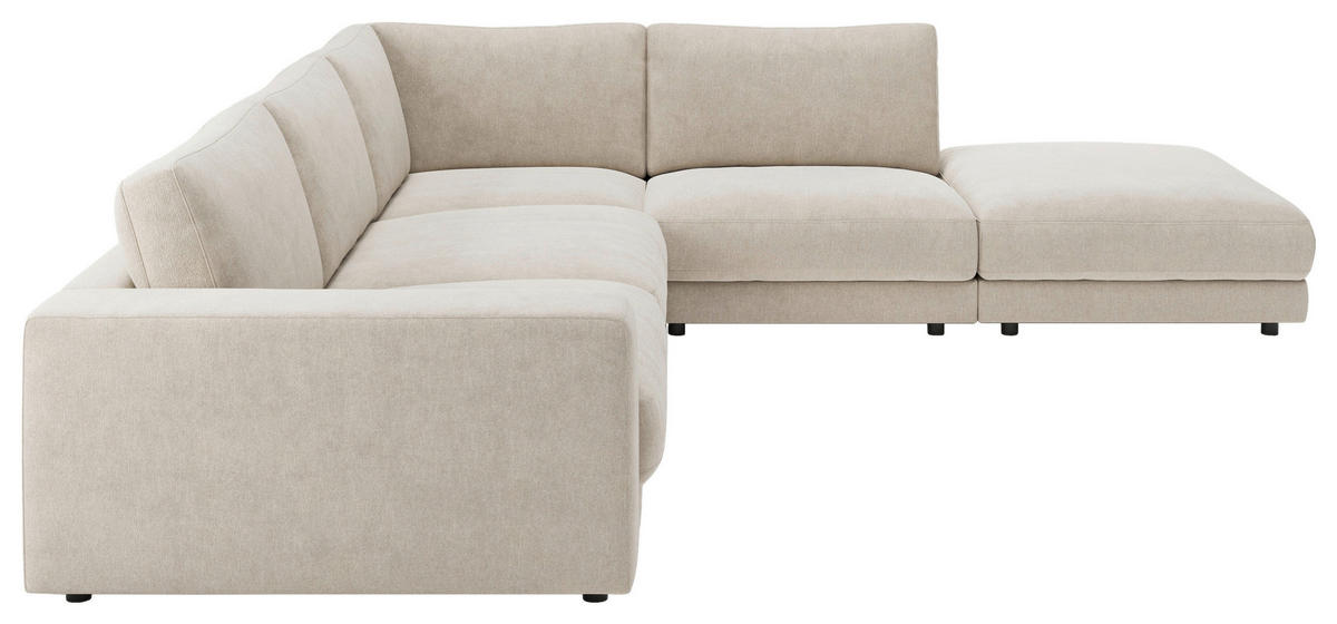 ECKSOFA Naturfarben Chenille  - Schwarz/Naturfarben, Design, Kunststoff/Textil (313/240cm) - Pure Home Lifestyle