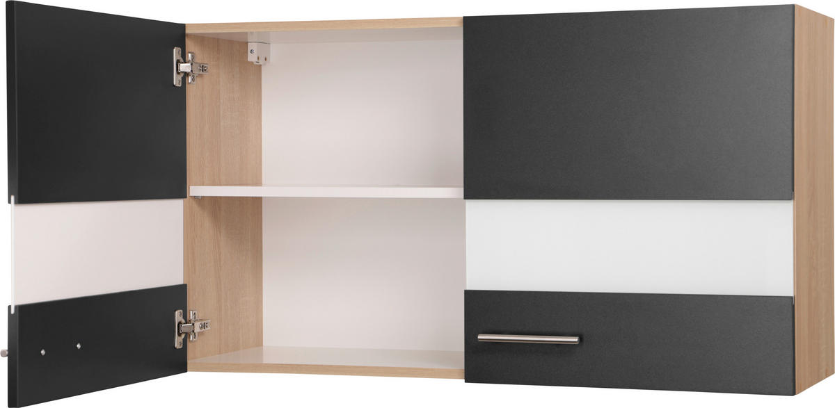 KÜCHENOBERSCHRANK 100/56,1/34,6 cm  in Schwarz, Eichefarben  - Eichefarben/Silberfarben, Basics, Glas/Holzwerkstoff (100/56,1/34,6cm) - Respekta