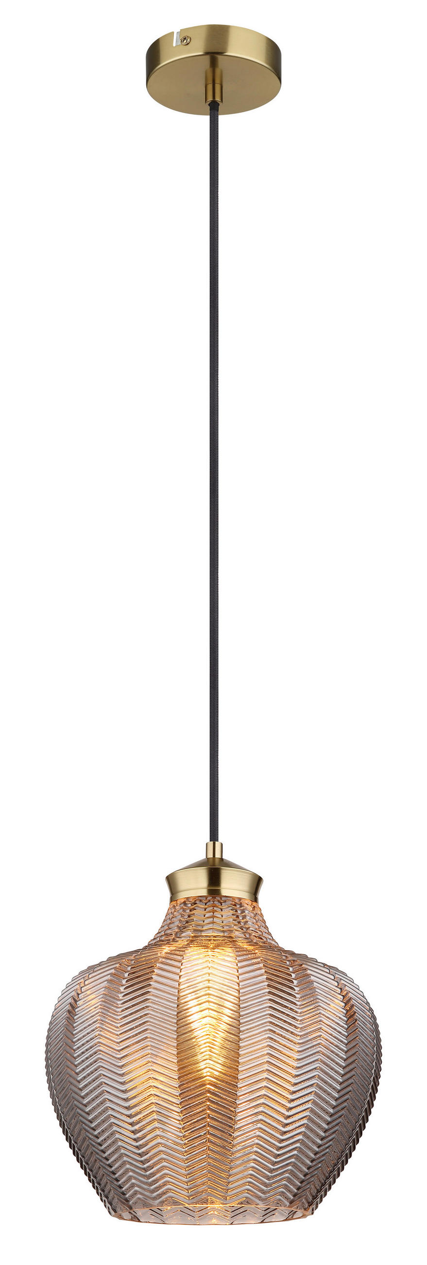 HÄNGELEUCHTE 25/120 cm  - Goldfarben/Schwarz, Basics, Glas/Textil (25/120cm) - Globo