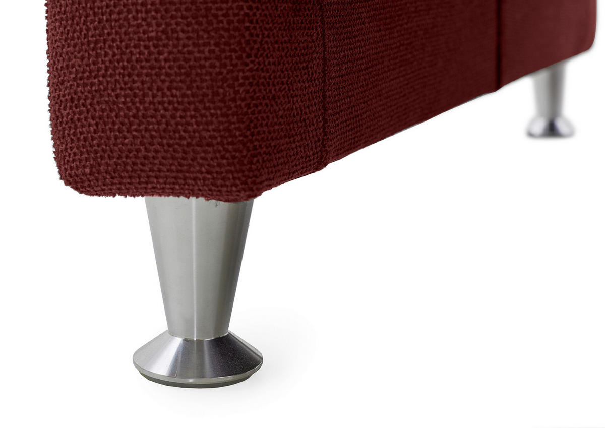 2-SITZER-SOFA Flachgewebe Bordeaux  - Bordeaux/Alufarben, MODERN, Textil/Metall (156/103/89cm) - Pure Home Comfort