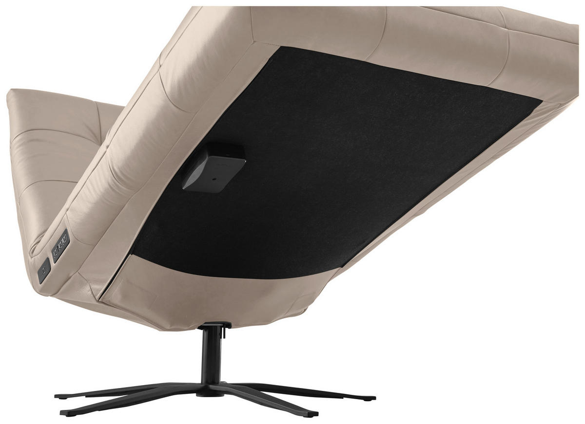 RELAXLIEGE in Echtleder Graubraun  - Graubraun/Schwarz, MODERN, Leder/Metall (82/53-115/156-206cm) - Pure Home Comfort