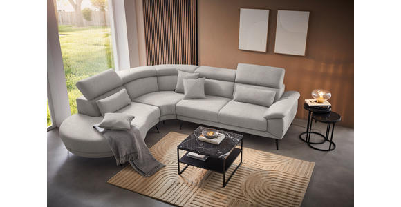 ECKSOFA in Velours Sandfarben  - Sandfarben/Schwarz, Design, Textil/Metall (264/299cm) - Novel