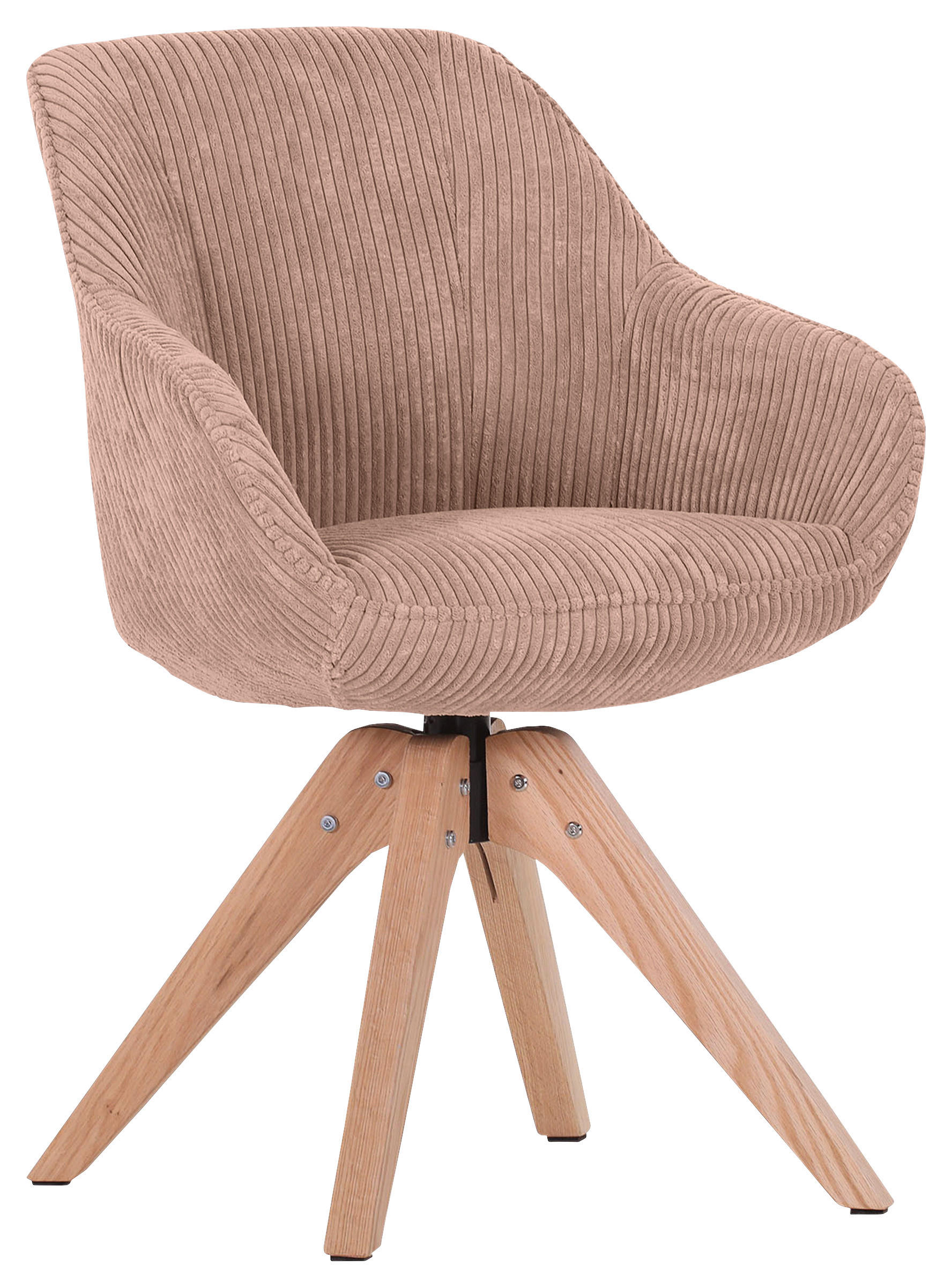 ARMLEHNSTUHL in Cord - Eichefarben/Rosa, LIFESTYLE, Holz/Textil (60/83/65cm) - home24