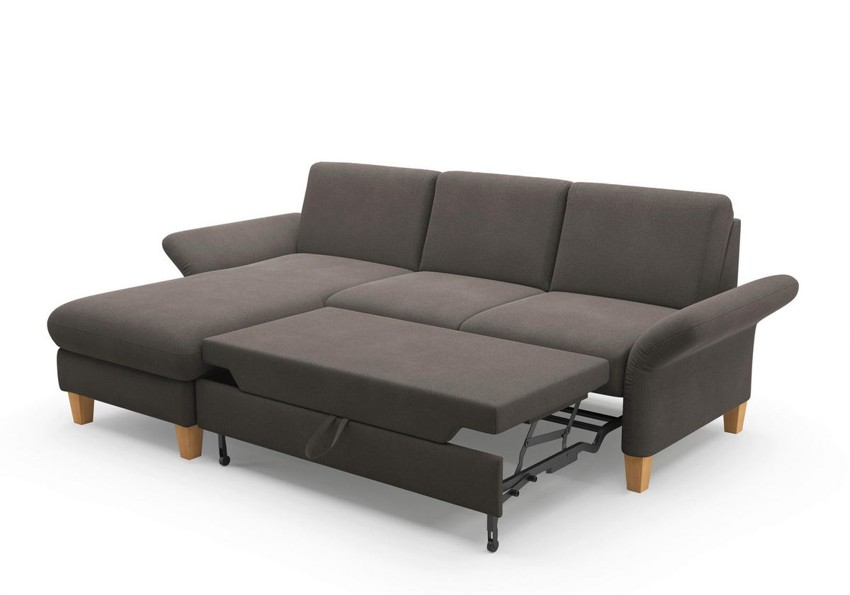 ECKSOFA ROCHELLE E Graphitfarben Flachgewebe  - Eichefarben/Graphitfarben, KONVENTIONELL, Holz/Textil (164/251cm) - Sit & More