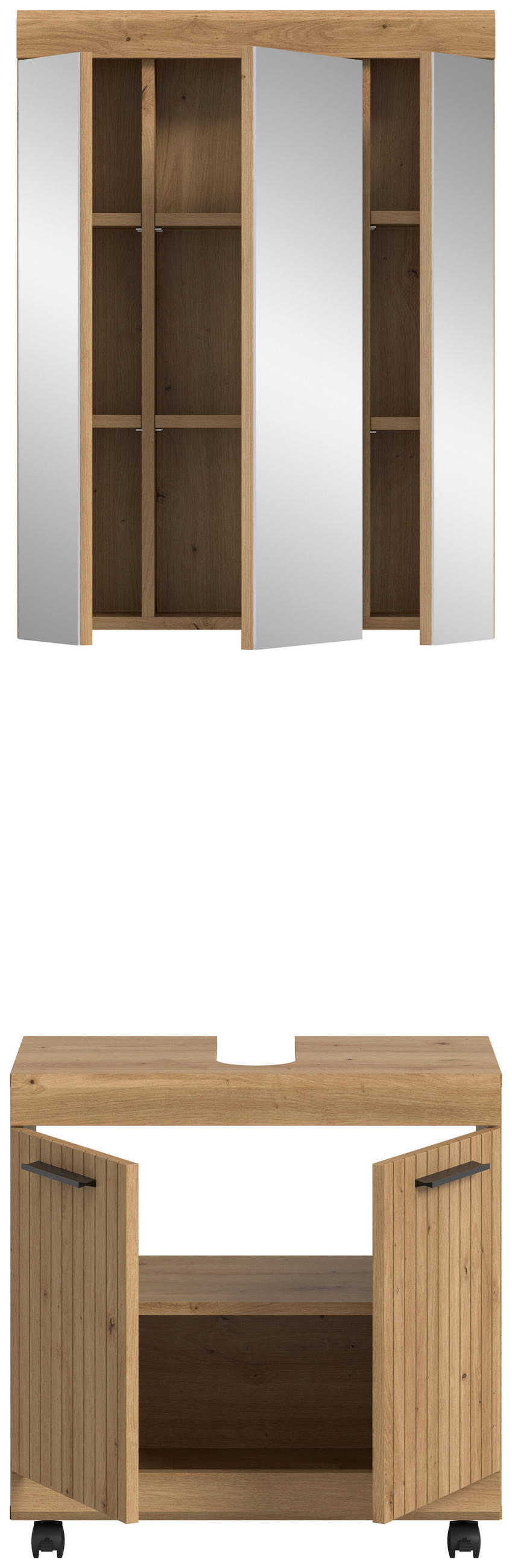 KÚPEĽŇA dub artisan  - čierna/dub artisan, Trend, kompozitné drevo/plast (60cm) - MID.YOU