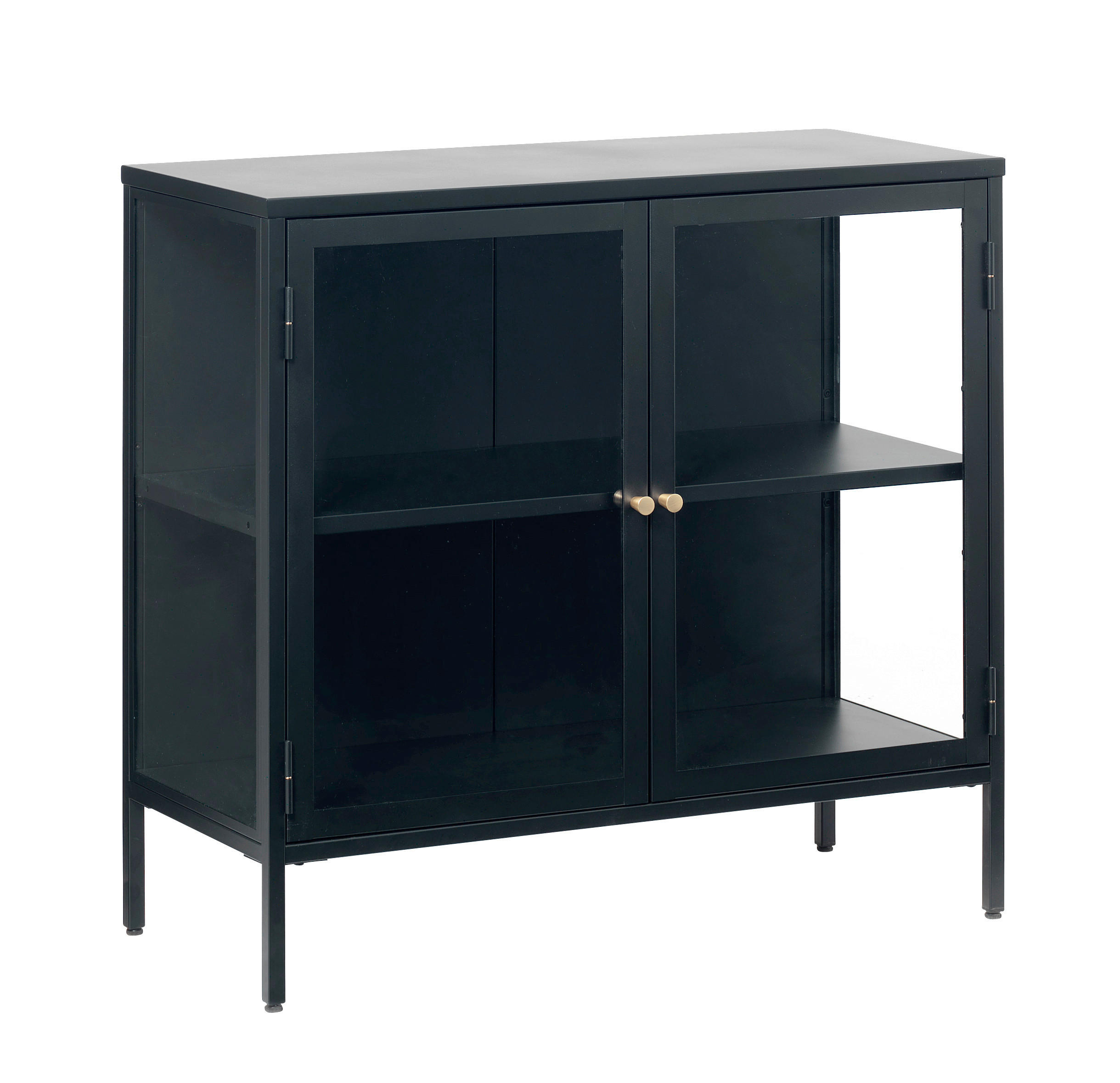 KOMMODE CARMEL SIDEBOARD 2 SECTION  in 90/85/40 cm  - Goldfarben/Schwarz, Basics, Glas/Metall (90/85/40cm) - Livetastic