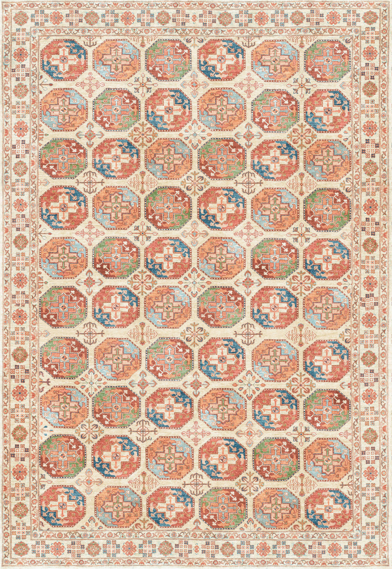 VINTAGE-TEPPICH Living Bathian 200/290 cm  in Creme, Terracotta, Graublau  - Graublau/Terracotta, LIFESTYLE, Kunststoff/Textil (200/290cm) - Lindorug