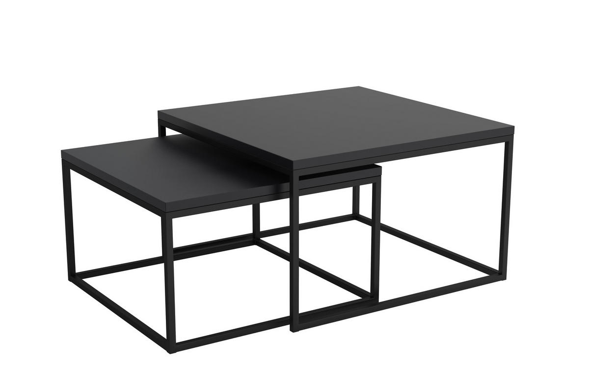 SOFFBORD SET i metall, trämaterial 76/66/76/66/47/40 cm  - grafitfärgad/svart, Trend, metall/trämaterial (76/66/76/66/47/40cm) - Stylife