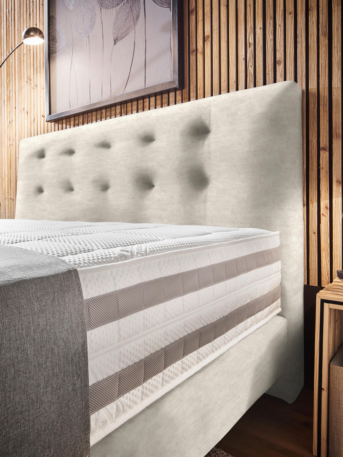 BOXSPRINGBETT 160/200 cm  in Creme  - Creme, Konventionell, Holz/Textil (160/200cm) - Dieter Knoll