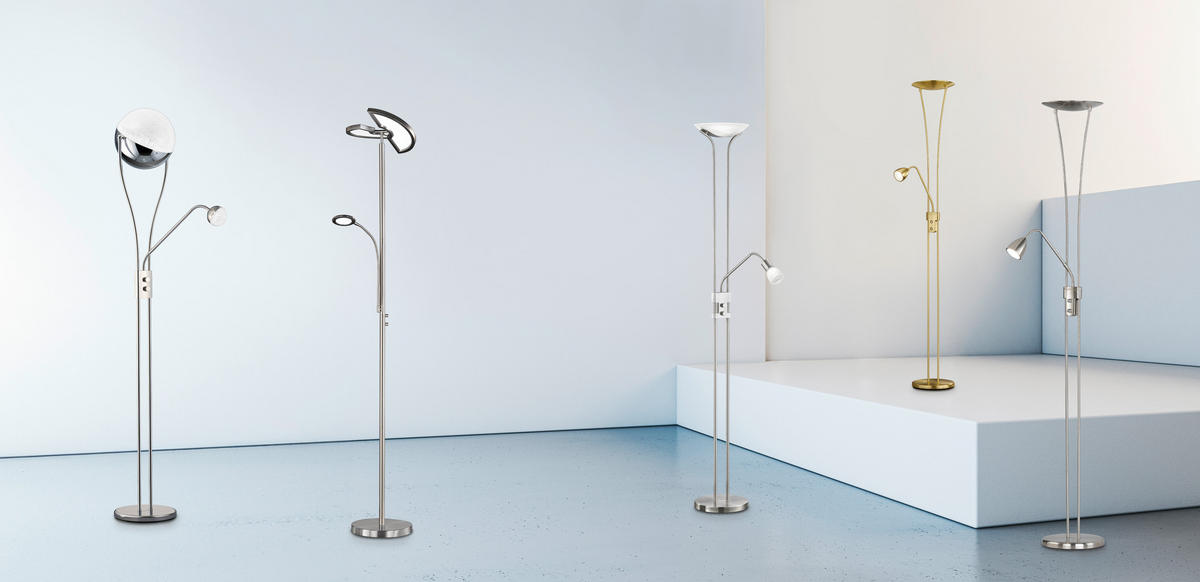 LED-STEHLEUCHTE Arizona  180/25,5/40 cm  - Messingfarben, MODERN, Metall (180/25,5/40cm) - Trio Leuchten