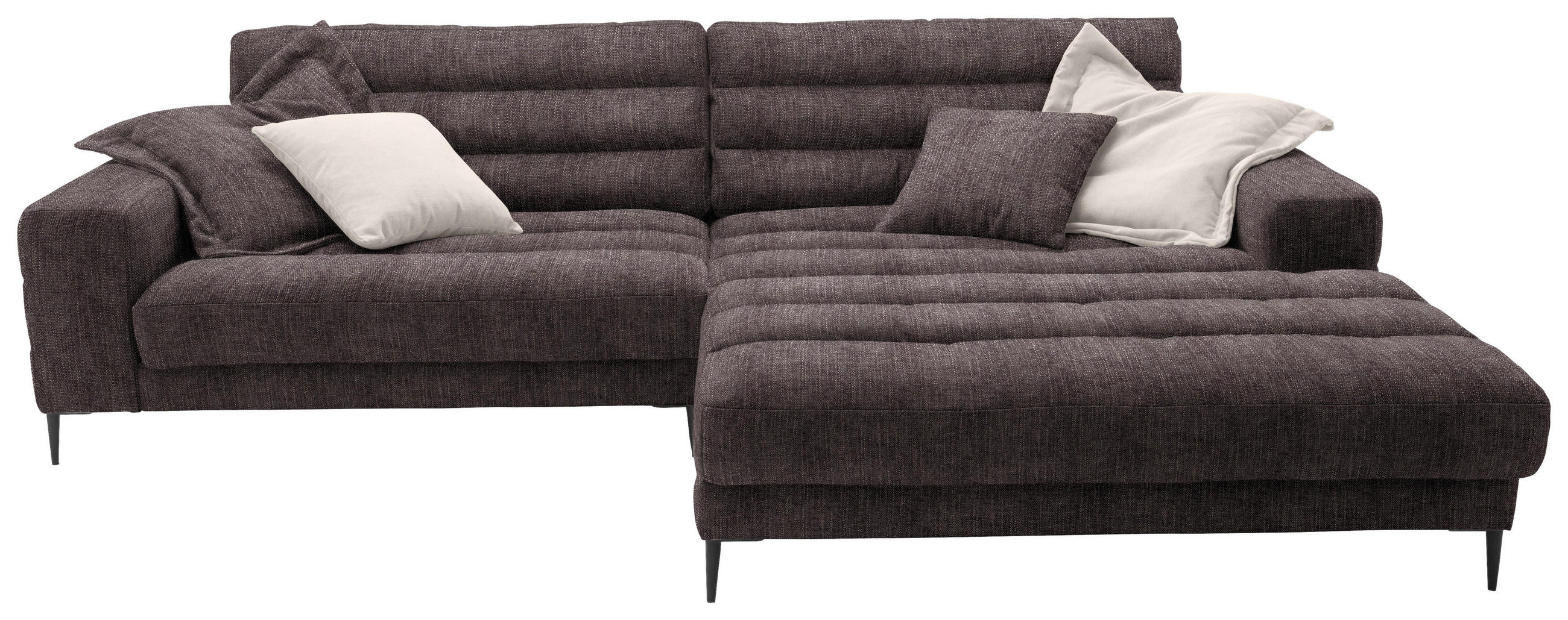 ECKSOFA in Flachgewebe Braun  296/207 cm  - Schwarz/Braun, Design, Textil/Metall (296/207cm) - Dieter Knoll