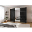 SCHWEBETÜRENSCHRANK 301/223/68 cm 3-türig Grau, Schwarz  - Chromfarben/Schwarz, KONVENTIONELL, Glas/Holzwerkstoff (301/223/68cm) - Novel