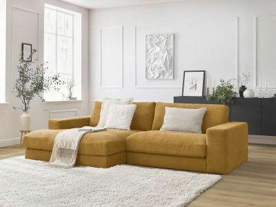 ECKSOFA Ottomane links  LEONARD  Gelb Struktur  - Gelb/Schwarz, MODERN, Kunststoff/Textil (159/274cm)