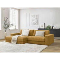 ECKSOFA Ottomane links  LEONARD  Gelb Struktur  - Gelb/Schwarz, MODERN, Kunststoff/Textil (159/274cm)