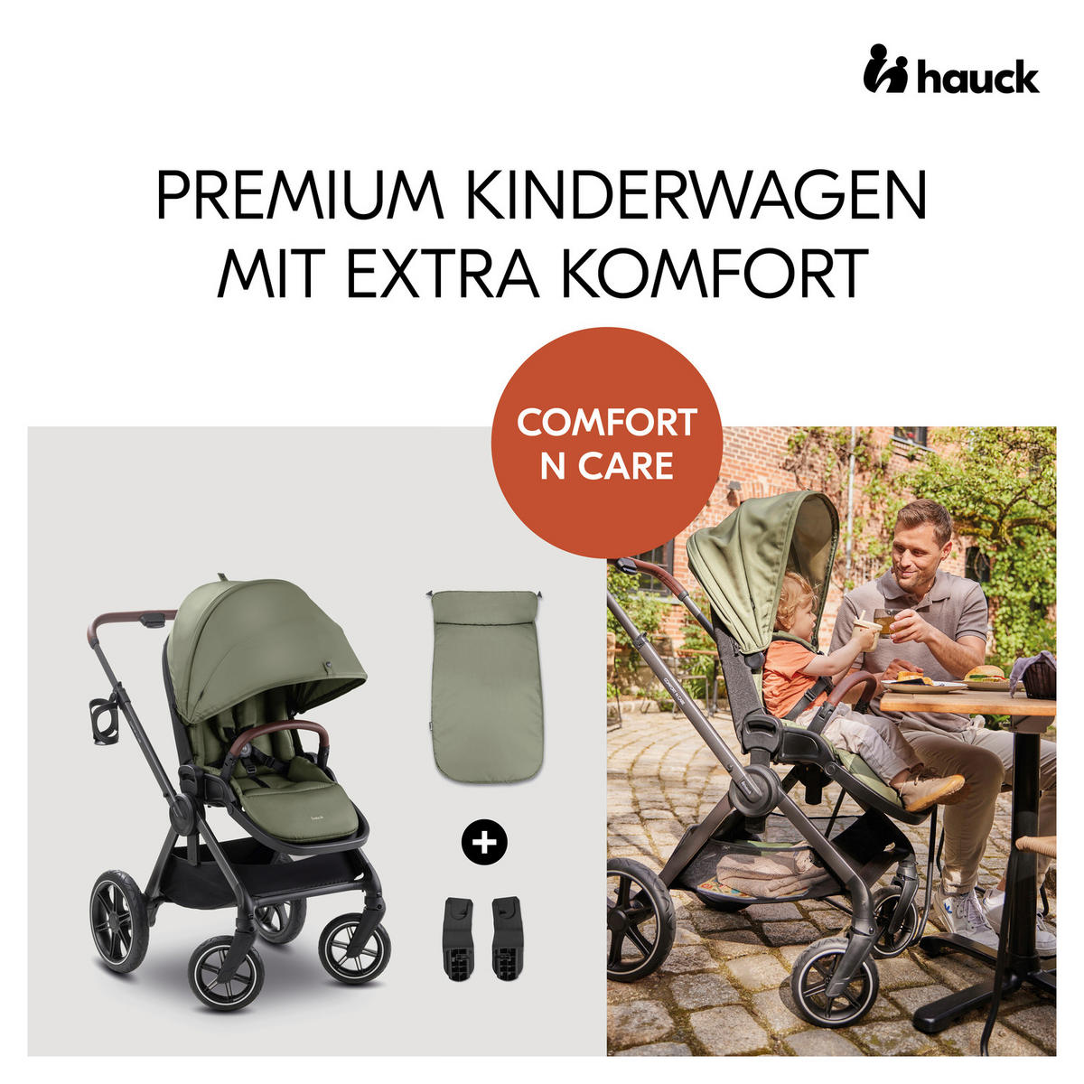 BUGGY Comfort N Care  - Anthrazit/Schwarz, Basics, Kunststoff/Textil (60/107/87,5cm) - Hauck