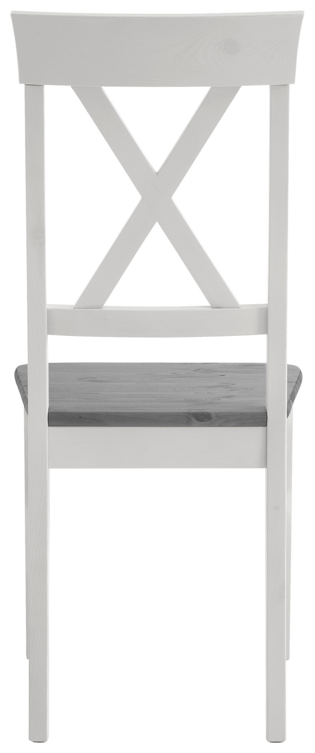 STUHL Weiß, Grau Kiefer massiv  - Weiß/Grau, ROMANTIK / LANDHAUS, Holz (45/94/43cm) - Boxxx