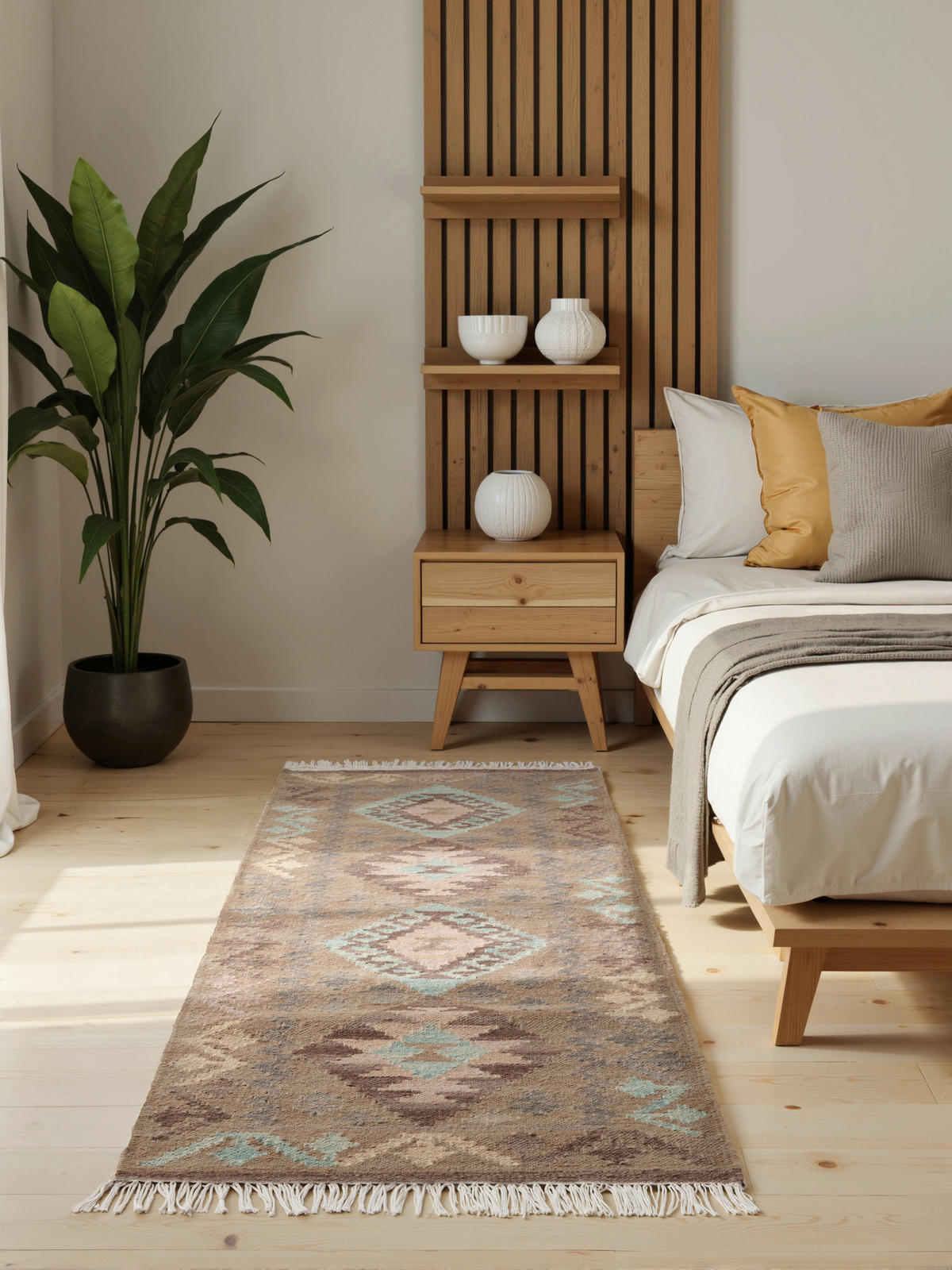 LÄUFER 60/190 cm Kamal  - Beige/Hellblau, Basics, Textil (60/190cm)