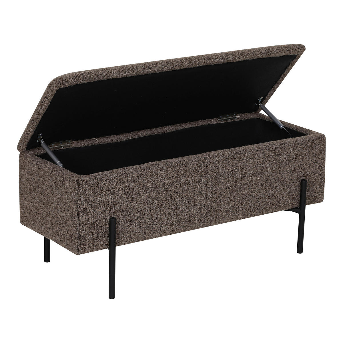 TRUHENBANK 95/43/36,5 cm Bouclé Braun Metall  - Schwarz/Braun, Design, Textil/Metall (95/43/36,5cm) - MID.YOU