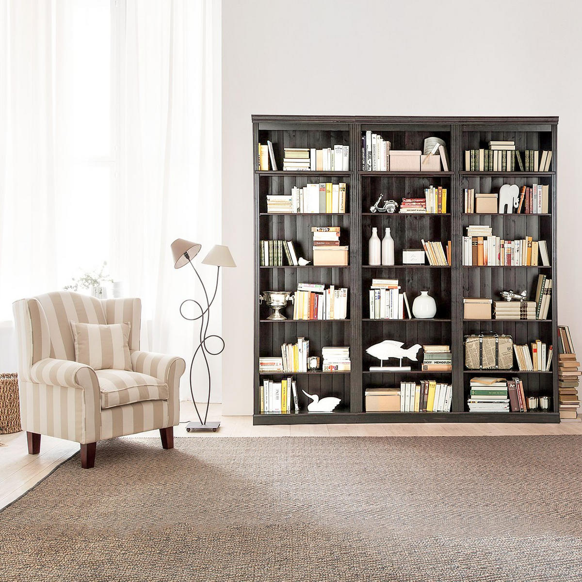 BÜCHERWAND Kiefer massiv Kieferfarben, Dunkelbraun  - Dunkelbraun/Kieferfarben, Design, Holz (223/222/34cm) - Livetastic