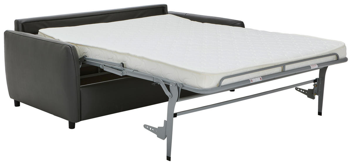 SCHLAFSOFA Lederlook Dunkelgrau  - Dunkelgrau/Schwarz, Design, Textil (184/91/99cm) - Xora