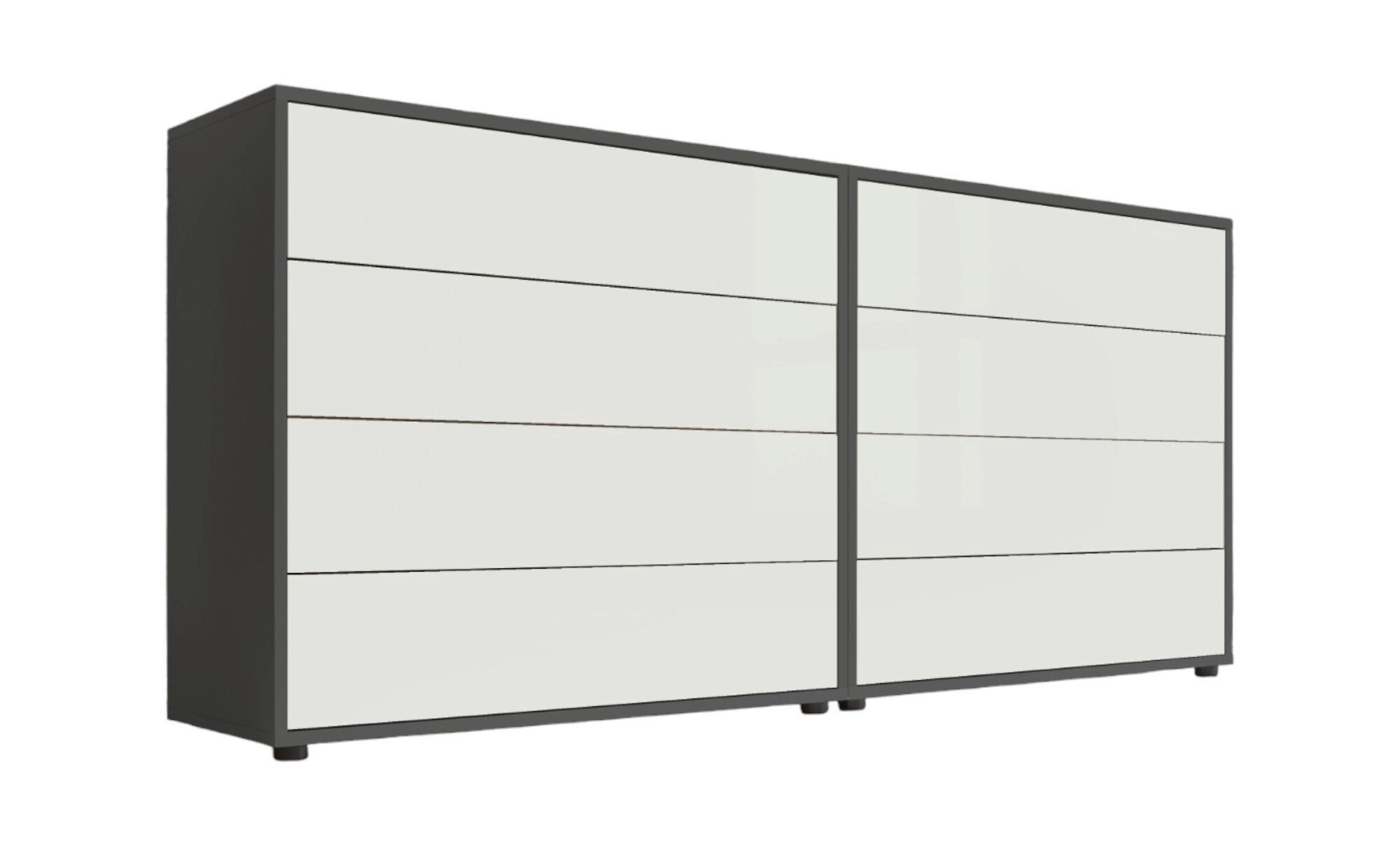 Mid.you Sideboard Mailand Set 1 Anthrazit, Weiß Hochglanz 158x73x33 cm