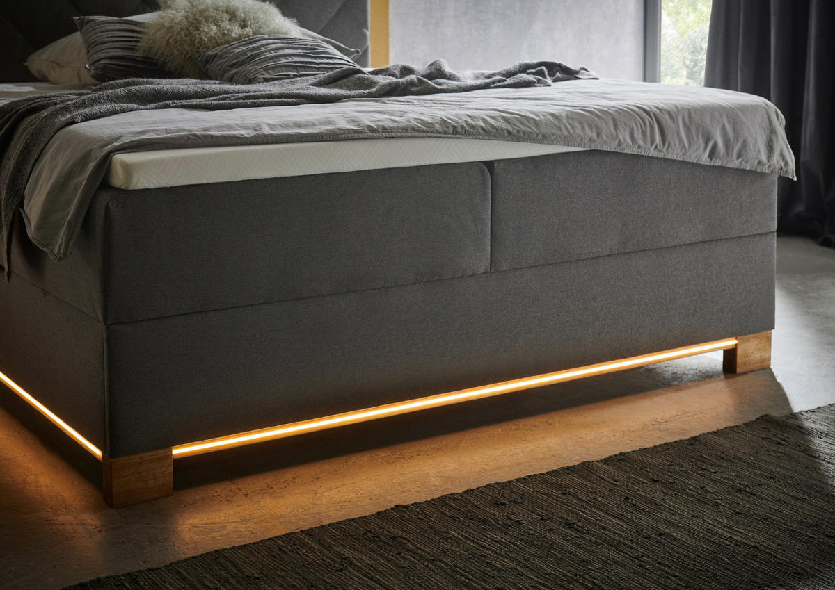 BOXSPRINGBETT 180/200 cm  in Anthrazit  - Anthrazit, Design, Holz/Holzwerkstoff (180/200cm) - Xora
