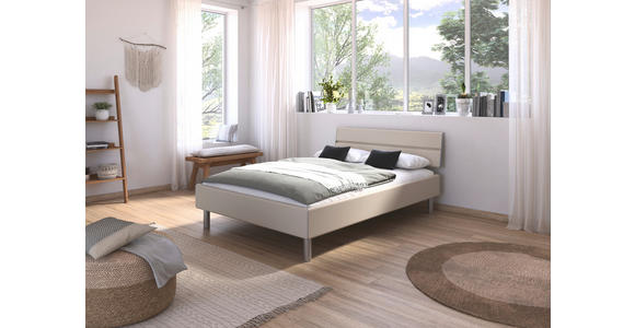 BETT 140/200 cm  in Champagner  - Champagner/Alufarben, Design, Holzwerkstoff/Metall (140/200cm) - Carryhome