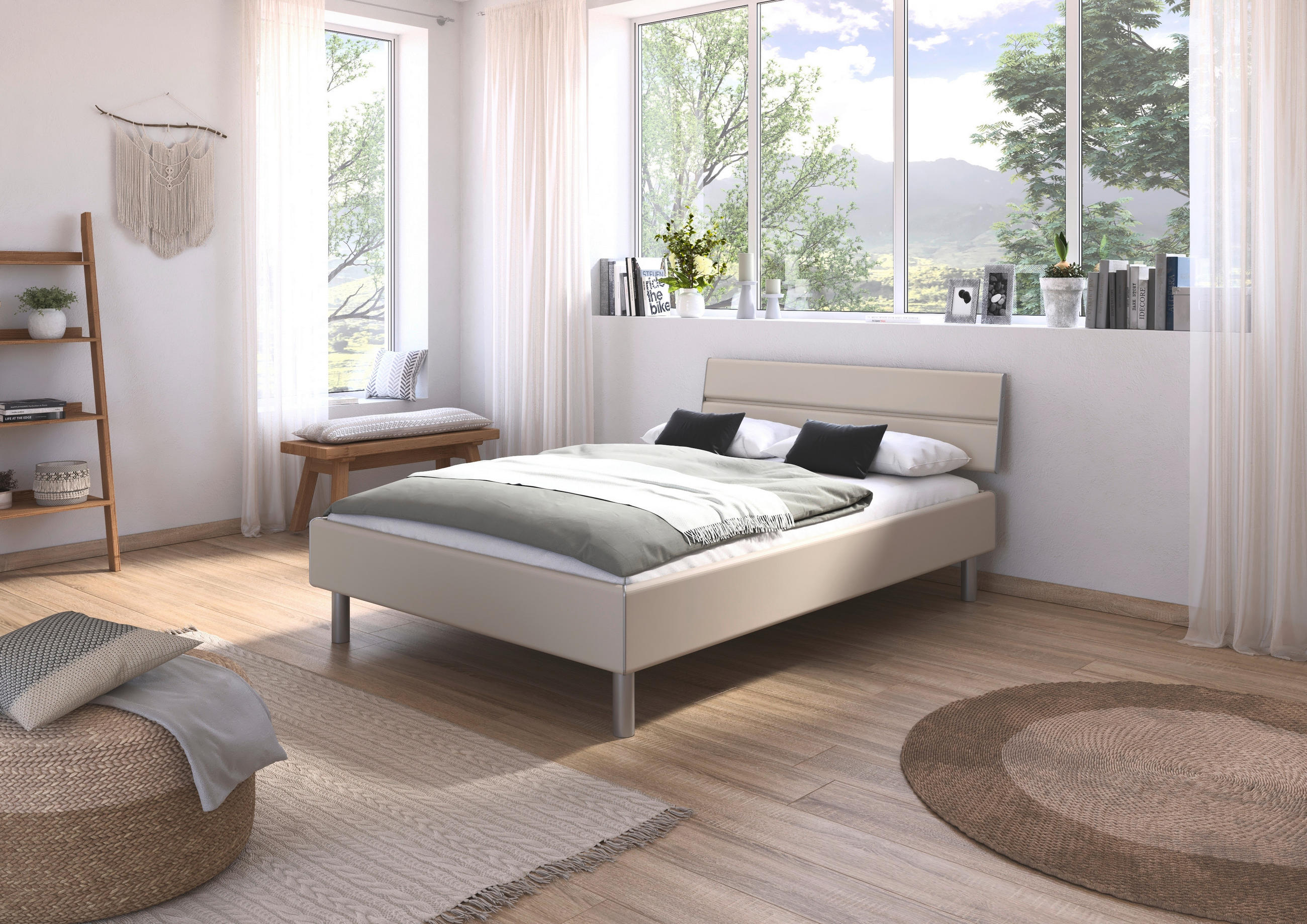 BETT 140/200 cm  in Champagner  - Champagner/Alufarben, Design, Metall (140/200cm) - Carryhome