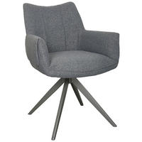 ARMLEHNSTUHL  Sitzfläche 360° drehbar, inklusive Armlehnen Webstoff  Anthrazit  - Anthrazit, MODERN, Textil/Metall (64/86/65,5cm) - Livetastic