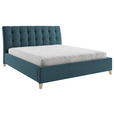 POLSTERBETT Lattenrost, Bettkasten Blau 140/200 cm  - Blau/Eichefarben, KONVENTIONELL, Holz/Textil (140/200cm) - Hom`in
