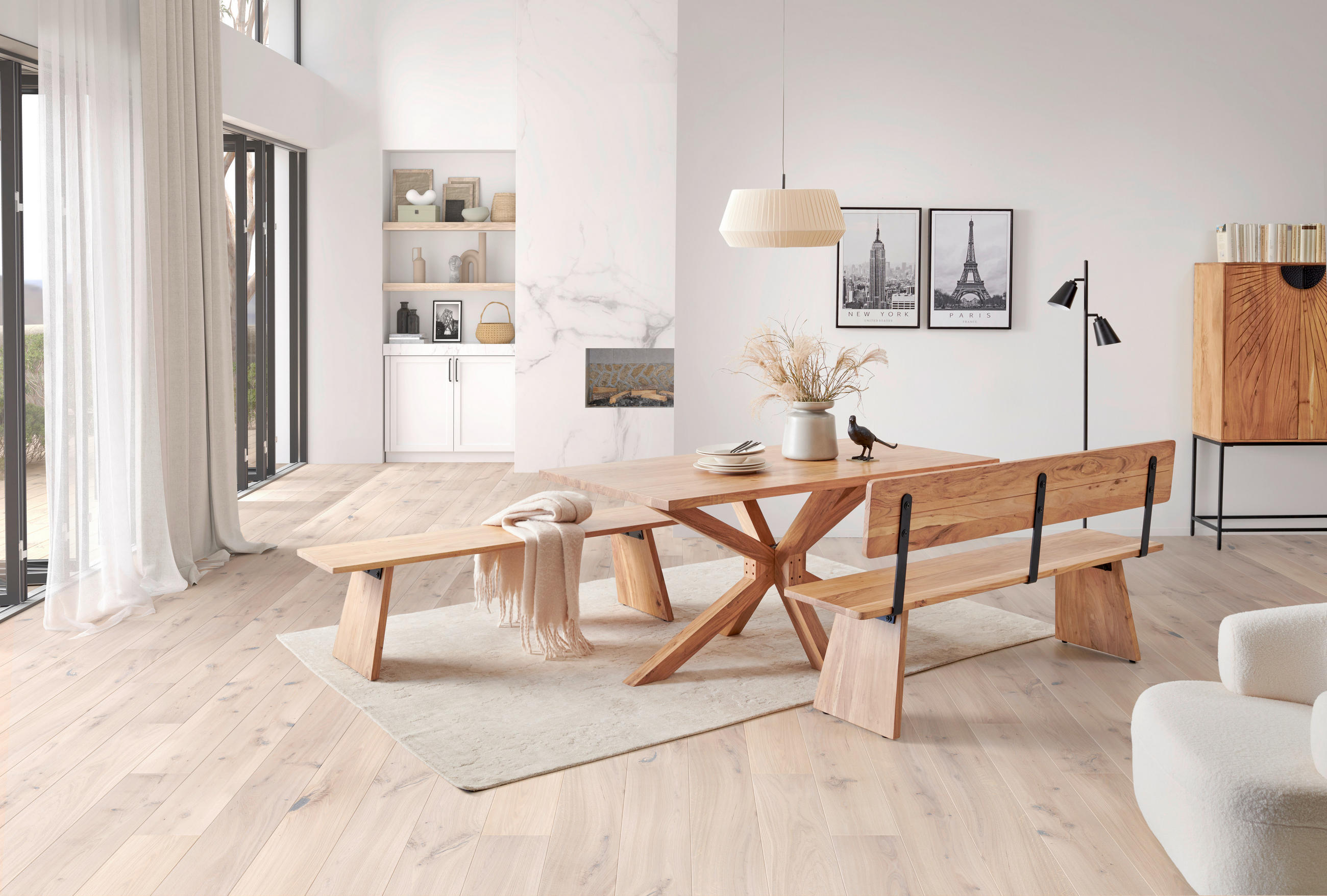 SITZBANK 175/45/40 cm Akaziefarben Akazie vollmassiv  - Akaziefarben, MODERN, Holz (175/45/40cm) - MID.YOU