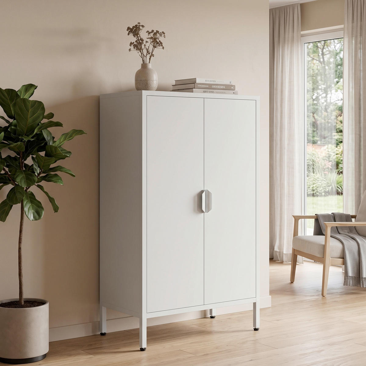 HIGHBOARD Flokas 60/110/35 cm  - Weiß, Design, Metall (60/110/35cm) - MID.YOU