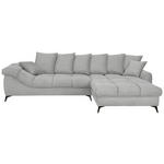 ECKSOFA Hellgrau Cord Rückenkissen, Armlehnenkissen, Rücken echt  - Hellgrau/Schwarz, KONVENTIONELL, Textil/Metall (332/231cm) - Carryhome