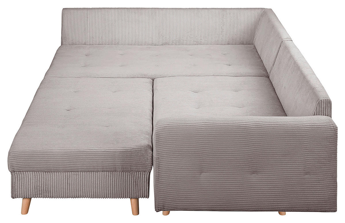 ECKSOFA inkl. Hocker Ariella Grau Cord  - Naturfarben/Grau, Design, Holz/Textil (161/231cm) - Livetastic