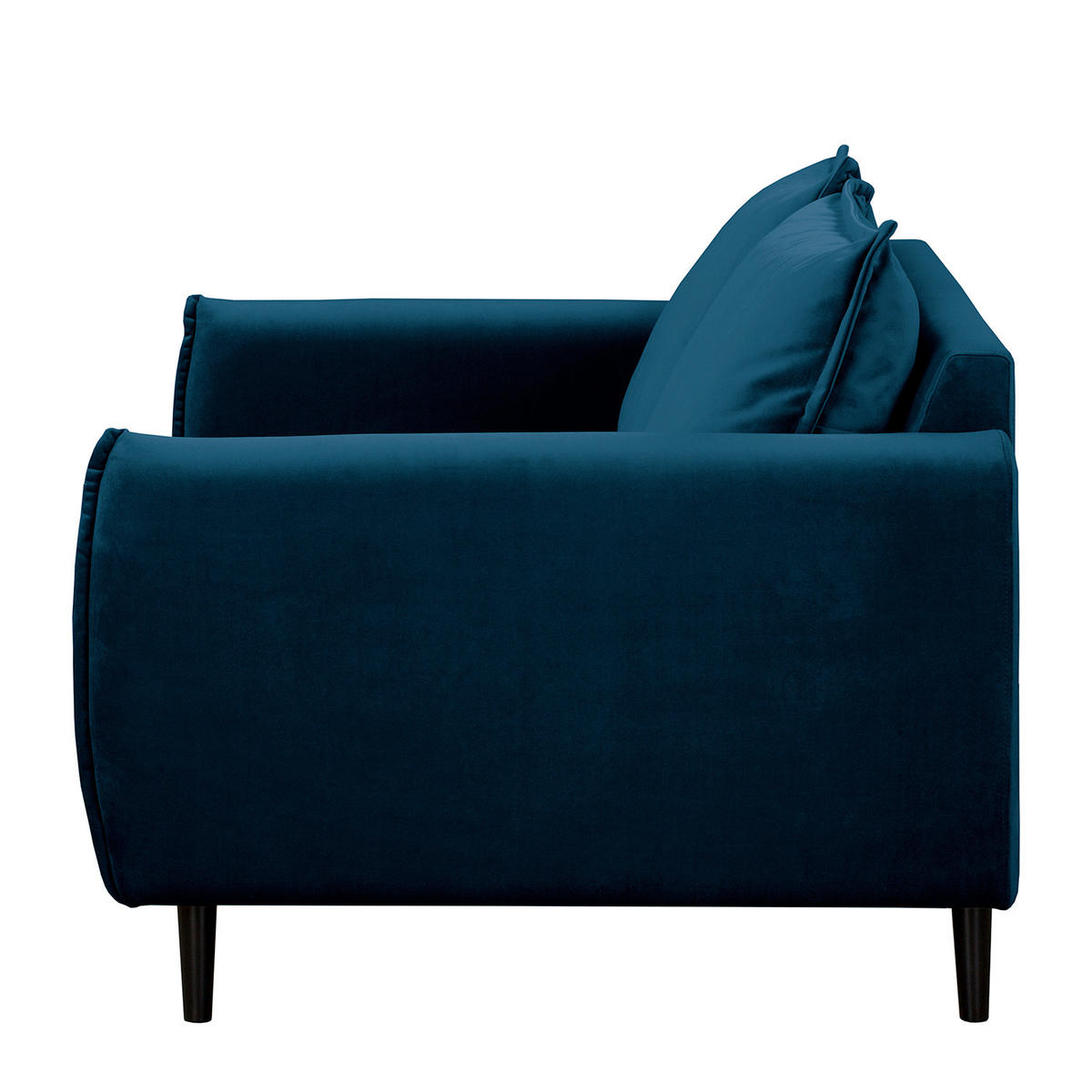 2-SITZER-SOFA JULI Samt Blau  - Blau/Schwarz, Design, Holz/Textil (138/86/100cm) - P & B
