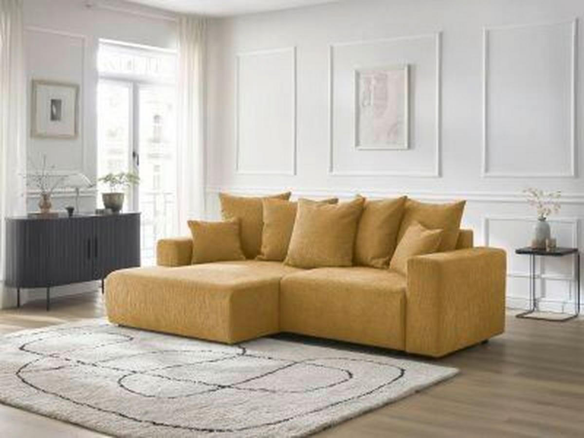 ECKSOFA Ottomane links  ATILLA Gelb Struktur  - Gelb/Schwarz, MODERN, Kunststoff/Textil (149/244cm)