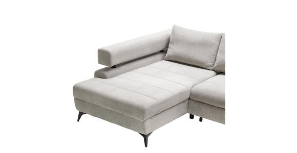 ECKSOFA in Chenille Hellgrau  - Hellgrau/Schwarz, KONVENTIONELL, Textil/Metall (184/265cm) - Hom`in