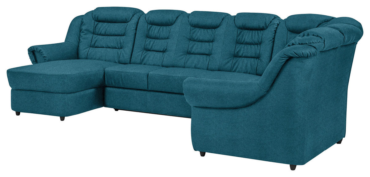 WOHNLANDSCHAFT in Chenille Blau  - Blau/Schwarz, Konventionell, Kunststoff/Textil (165/333/216cm) - Livetastic