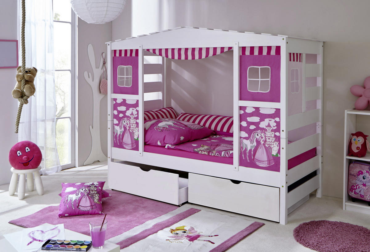 DĚTSKÁ POSTEL SE STŘÍŠKOU, 90/200 cm pink - pink, Moderní, dřevo (90/200cm) - MID.YOU