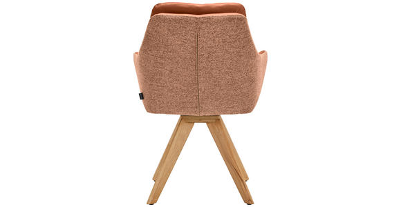 ARMLEHNSTUHL in Webstoff Kombination Echtleder/Stoff pigmentiert - Wildeiche/Cognac, Design, Leder/Holz (62/90/65cm) - Waldwelt