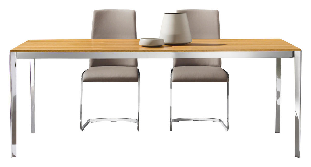 ESSTISCH in Holz, Metall 250-350/100/75 cm  - Edelstahlfarben/Eichefarben, Design, Holz/Metall (250-350/100/75cm) - TEAM 7