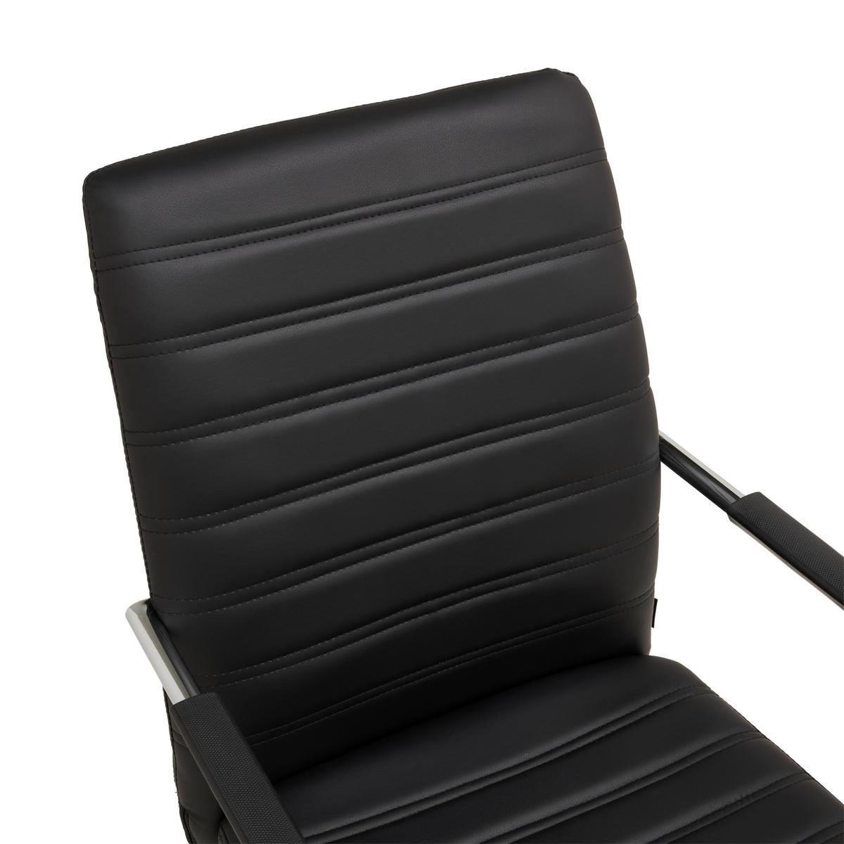 BESUCHERSTUHL  in Lederlook Schwarz, Chromfarben  - Chromfarben/Schwarz, LIFESTYLE, Holz/Kunststoff (55/92/64cm) - Livetastic