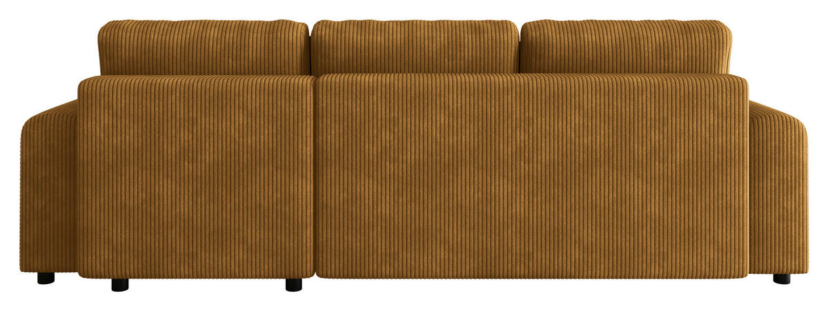 ECKSOFA Senfgelb Cord Zierkissen, Rückenkissen, Schlaffunktion, Rücken echt, Stauraum, Liegefläche im Originalstoff  - Senfgelb/Schwarz, KONVENTIONELL, Kunststoff/Textil (246/152cm) - Xora