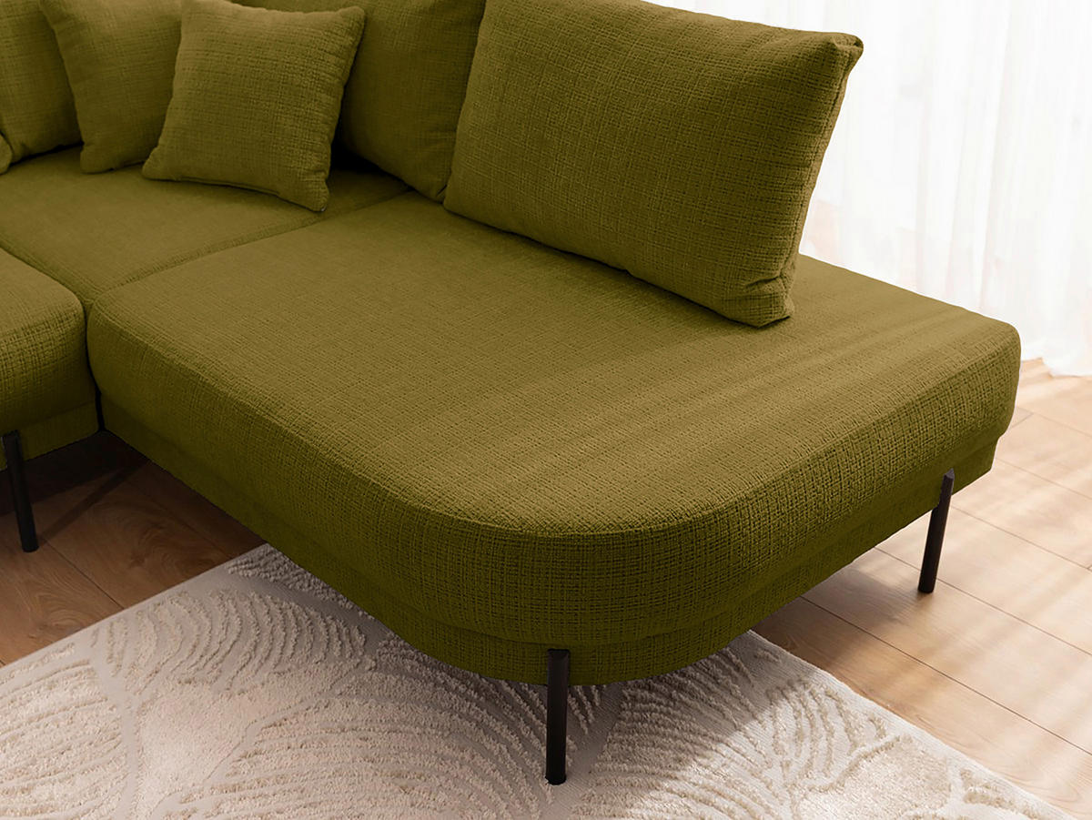 ECKSOFA Mauris Grün Chenille Rückenkissen  - Schwarz/Grün, Design, Kunststoff/Textil (233/200cm) - Livetastic