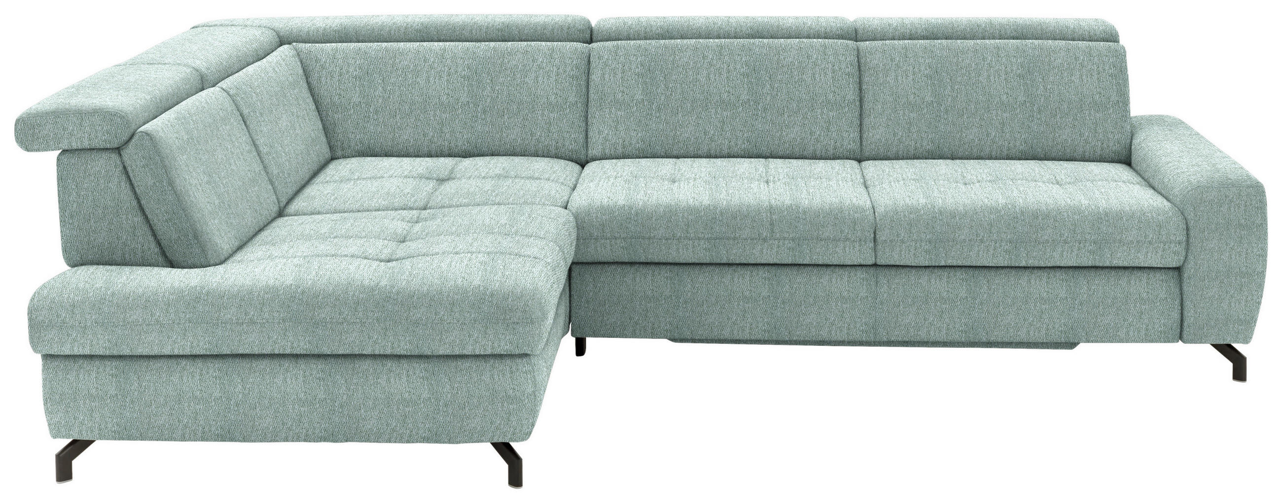 ECKSOFA in Chenille Mintgrün  - Schwarz/Mintgrün, Design, Textil/Metall (220/310cm) - Beldomo Style