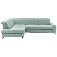 ECKSOFA in Chenille Mintgrün  - Schwarz/Mintgrün, Design, Textil/Metall (220/310cm) - Beldomo Style