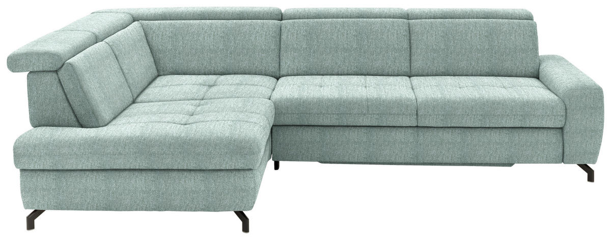 ECKSOFA in Chenille Mintgrün  - Schwarz/Mintgrün, Design, Textil/Metall (220/310cm) - Beldomo Style