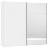 SCHWEBETÜRENSCHRANK  in Weiß  - Edelstahlfarben/Weiß, Design, Glas/Holzwerkstoff (253/236/65cm) - Carryhome