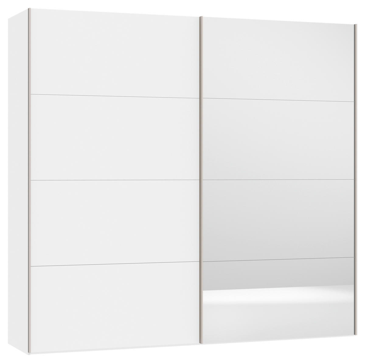 SCHWEBETÜRENSCHRANK  in Weiß  - Edelstahlfarben/Weiß, Design, Glas/Holzwerkstoff (253/236/65cm) - Carryhome